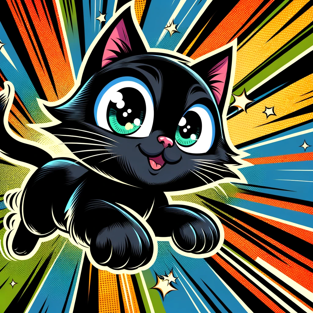 A black cat in comic style 