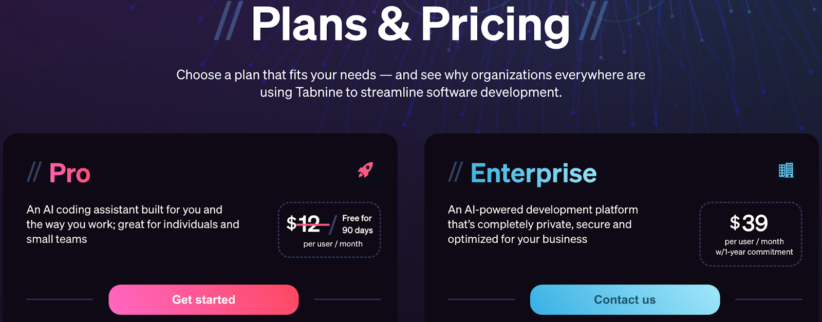 Tabnine pricing