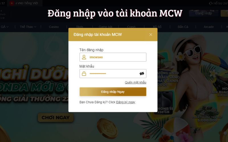 Đăng nhập vào tài khoản MCW