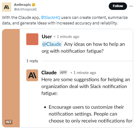 Claude app within Slack 