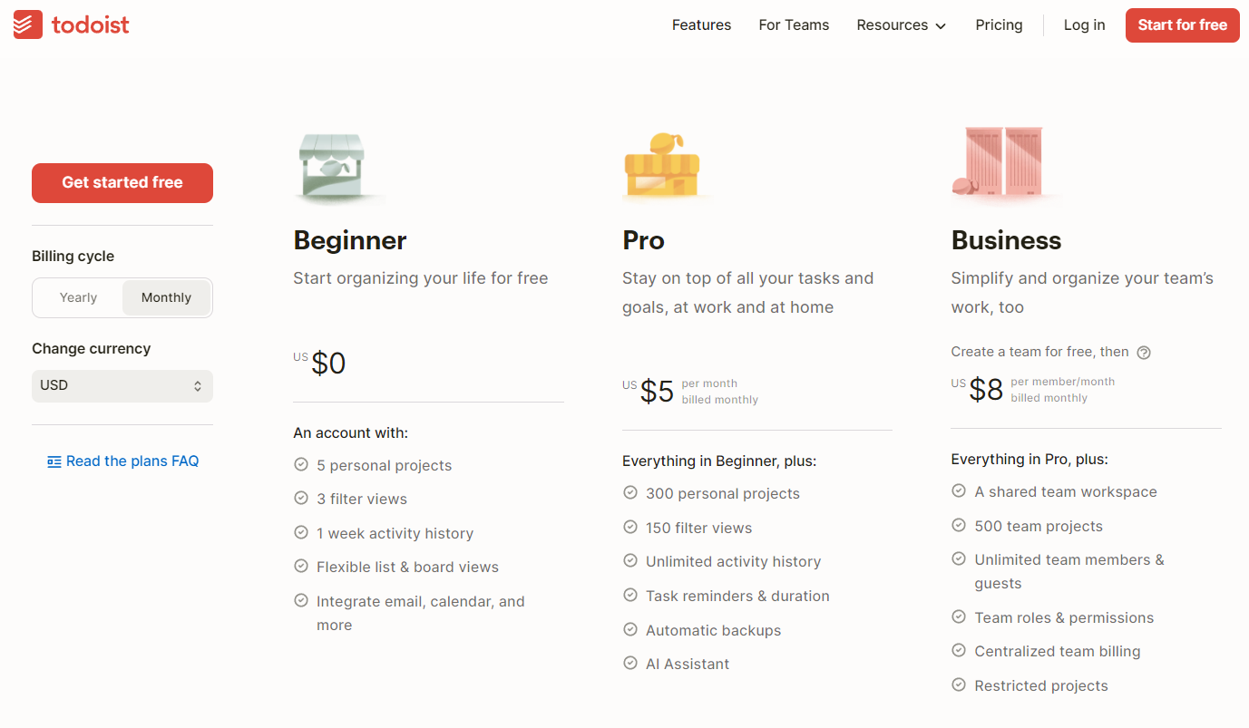 Pricing & Free Plan for Todoist