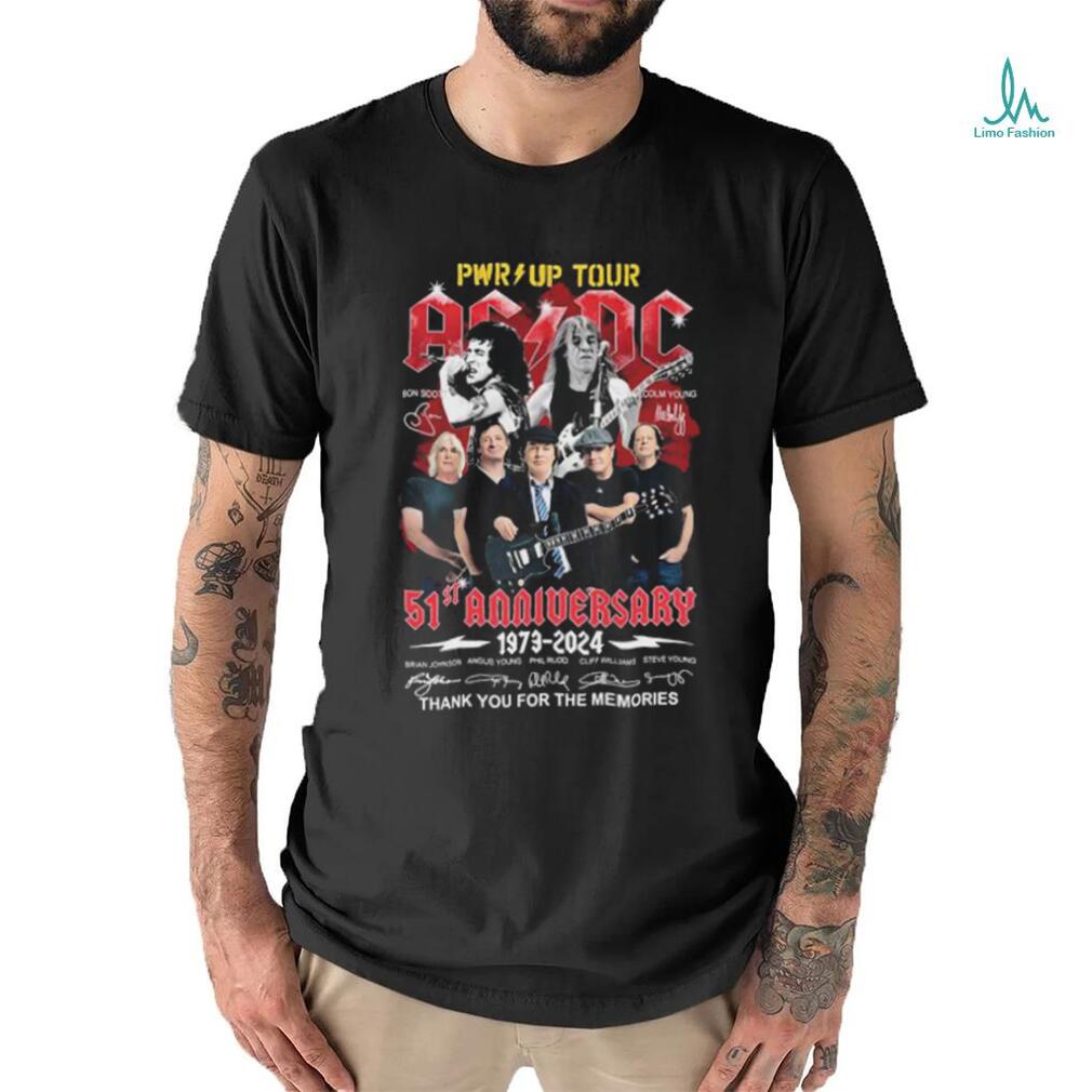 Official PWR Up Tour AC DC 51st anniversary 1973 2024 thank you for the memories signatures shirt