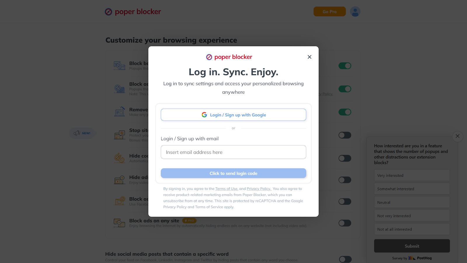 Create an Account with Poper Blocker