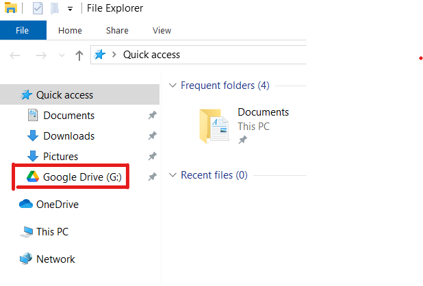 Screenshot of Google Drive in FIle Explorer