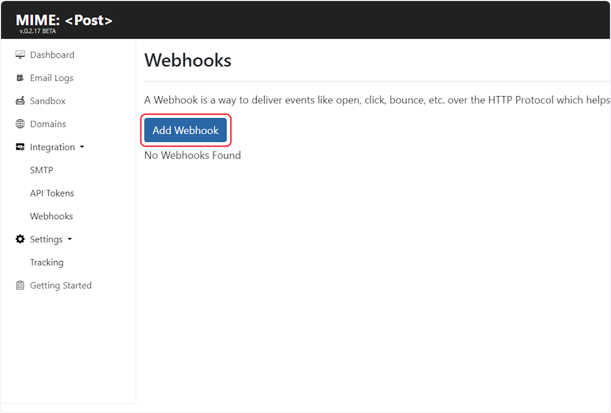 Click on "Add Webhook".