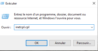 commande inetcpl.cpl