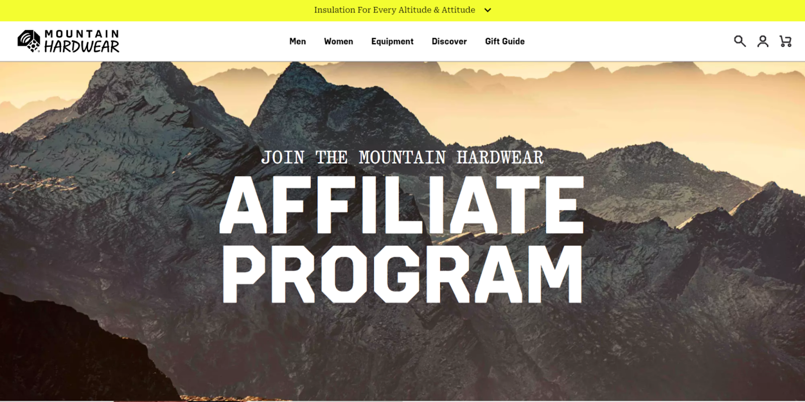 Mountain hardware affiliate program home page