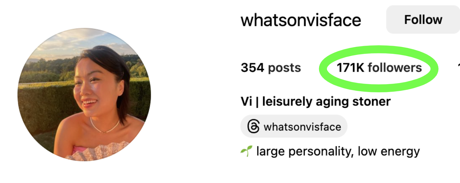 A screenshot of Whatsonvisface on Instagram