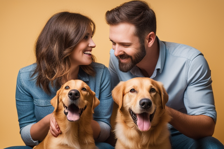 Image of a family with a purebred dog engaging in responsible pet ownership activities (e.g.