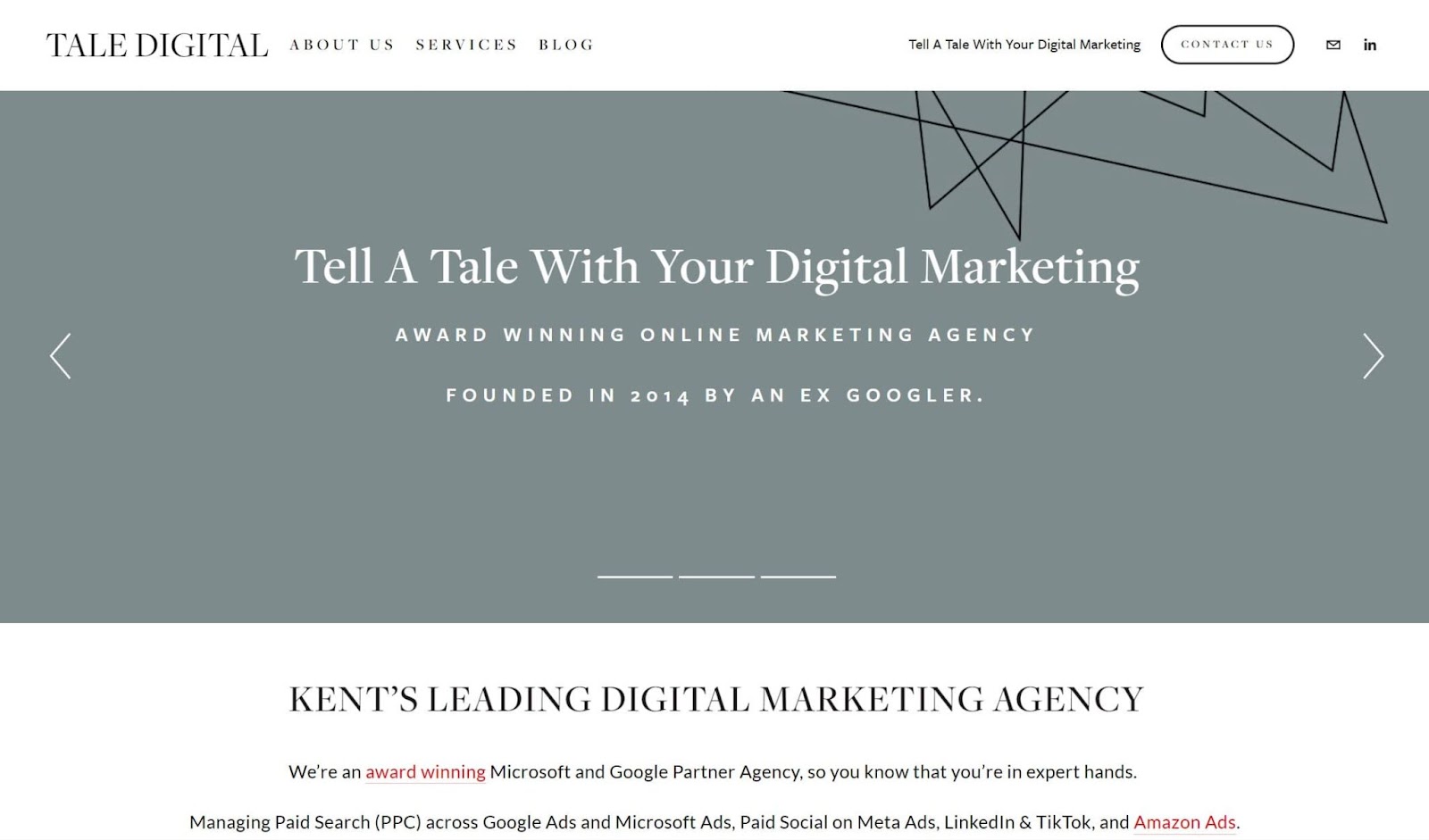 Screenshot of Tale Digital website