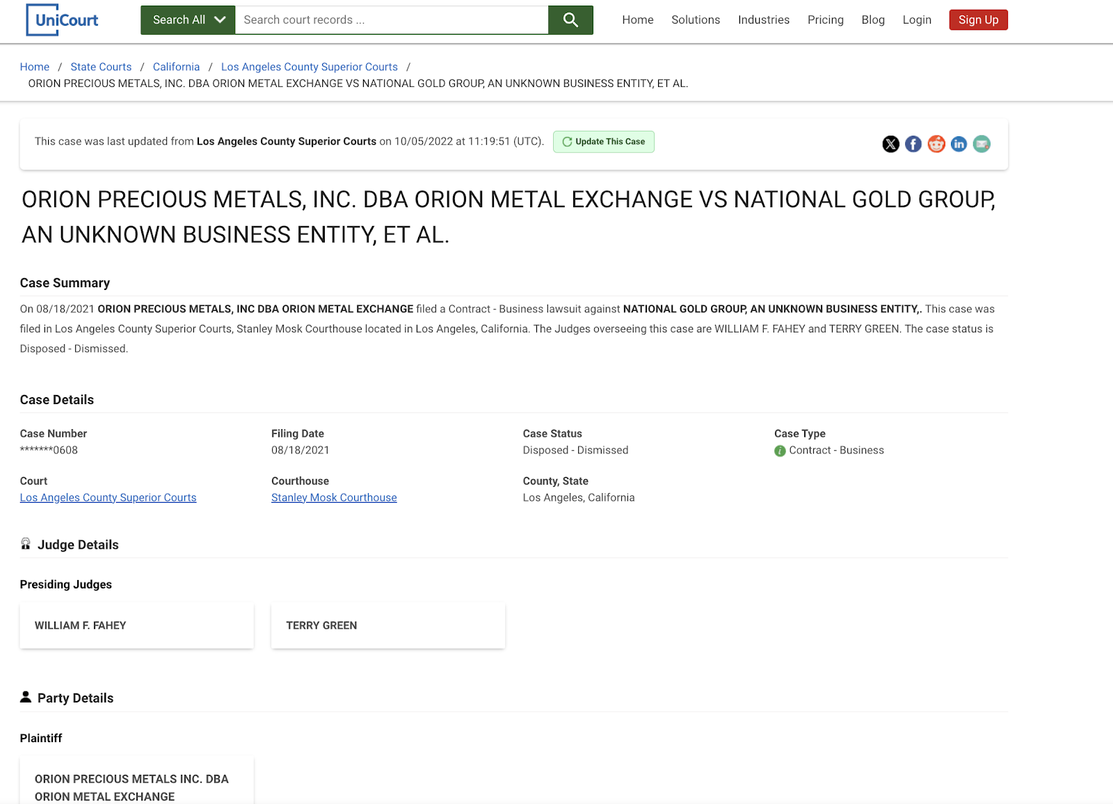 Orion Metal Exchange lawsuit