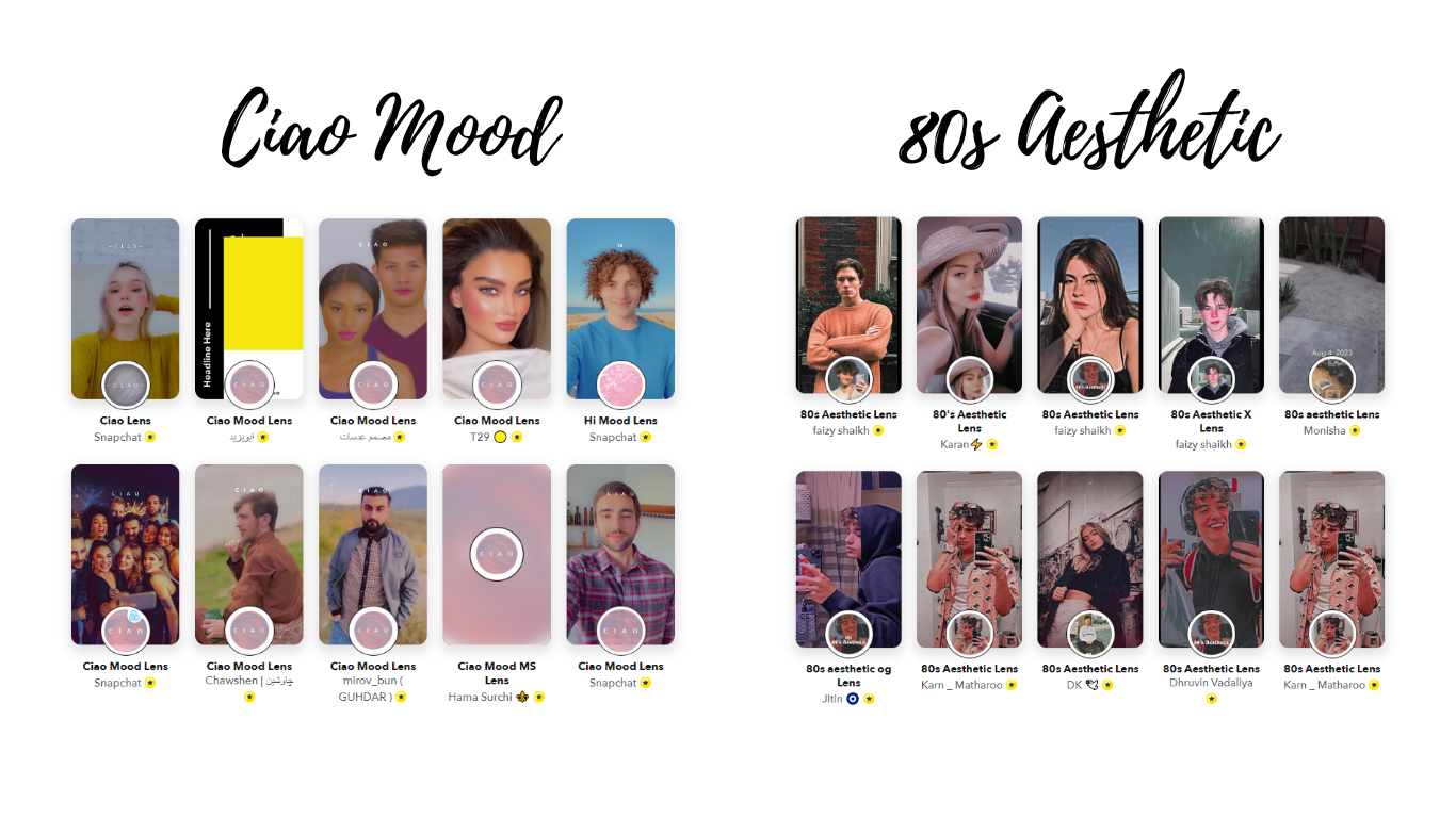 Snapchat Ciao Mood and 80 Aesthetic Lenses
