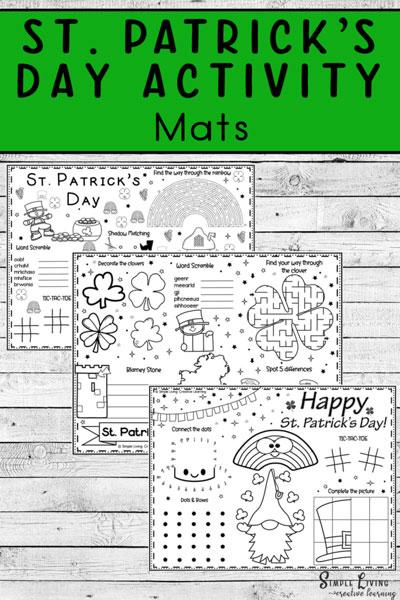 st. patrick's day mats activity mats