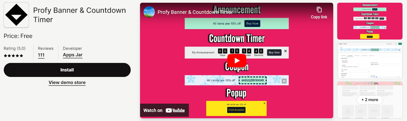 Profy Banner & Countdown Timer is one of the best countdown timer apps for Shopify.