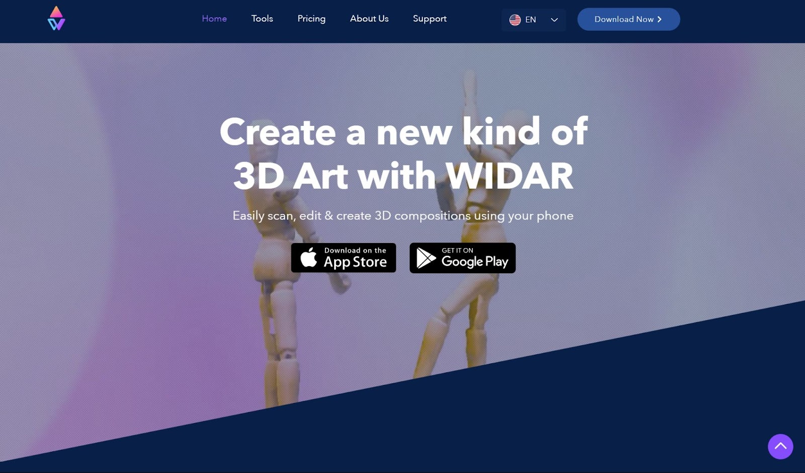 Screenshot of Widar website