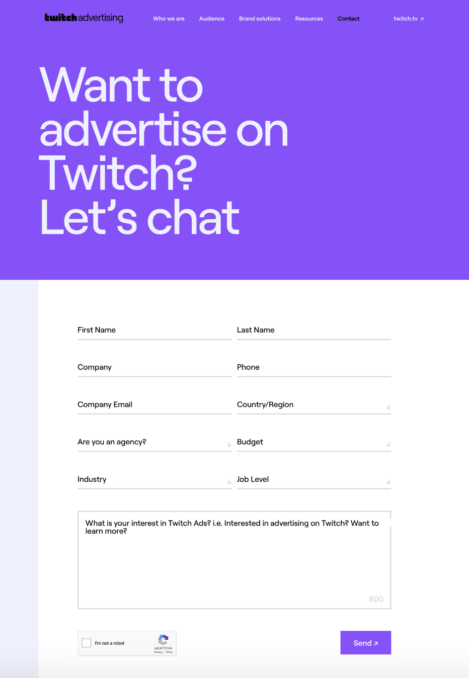 twitch advertising submission form