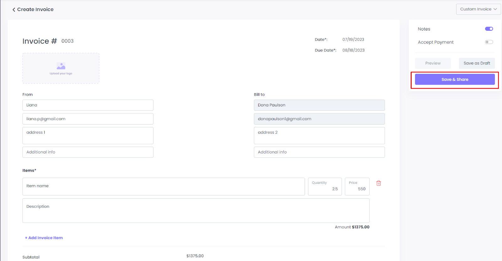 Invoice Creation on WebWork Time Tracker