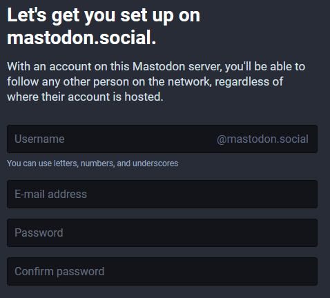 Mastodon Sign-up Page