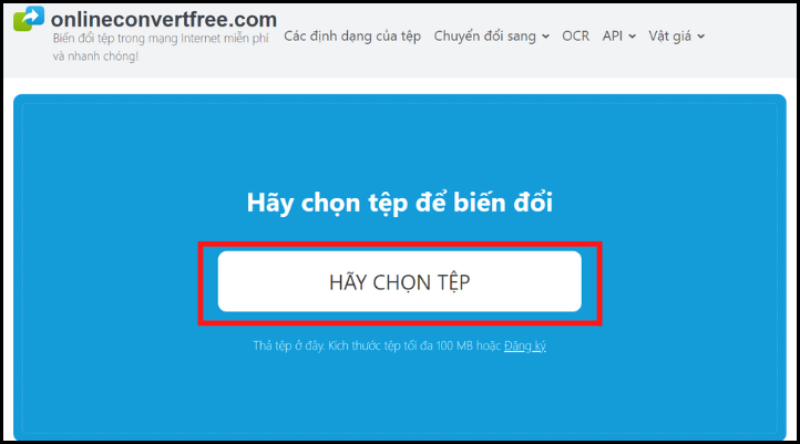 Truy cập OnlineConverFree và tải tập tin 