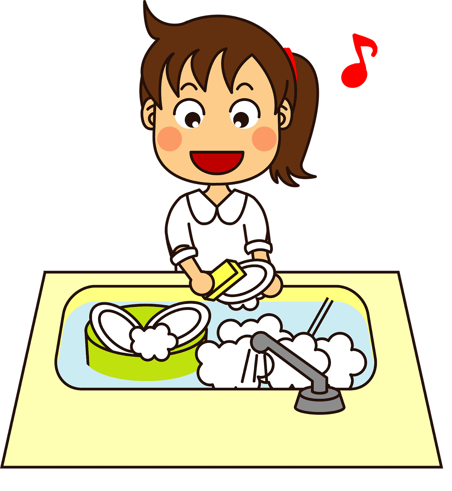 Girl is Washing Dishes clipart. Free download transparent .PNG | Creazilla