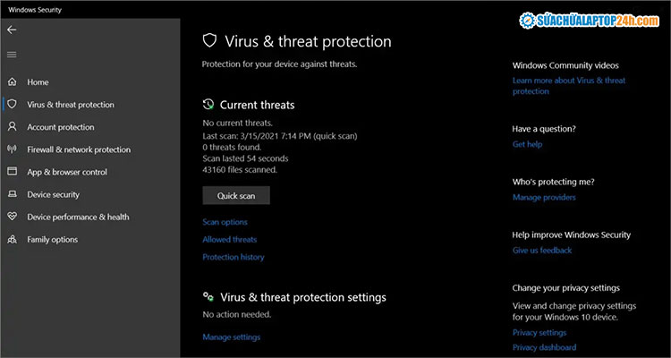 Windows Security được AV-TEST đánh giá cao về khả năng phát hiện virus