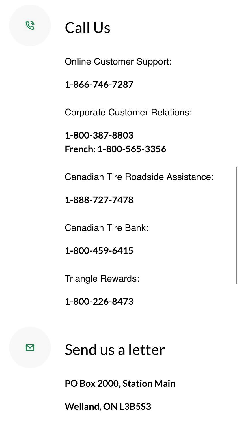 Canadian tire customer care