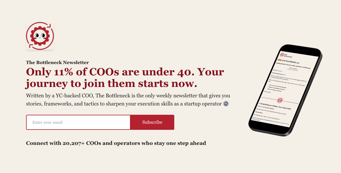 The Bottleneck Newsletter: Only 11% of COOs are under 40. Your journey to join them starts now.