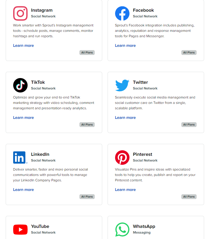 Social Media Accounts & Integrations for Sprout Social