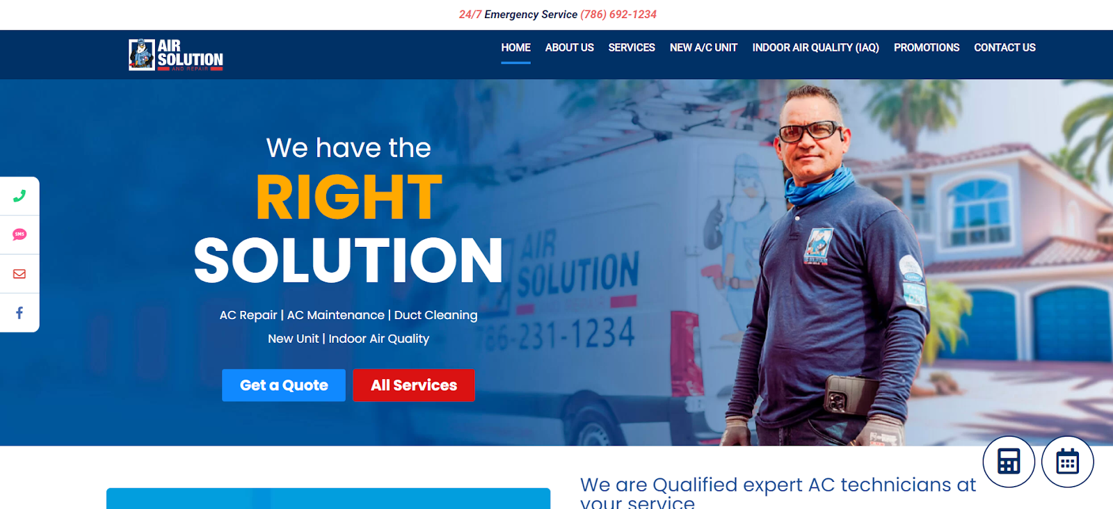 HVAC website example: Air Solution