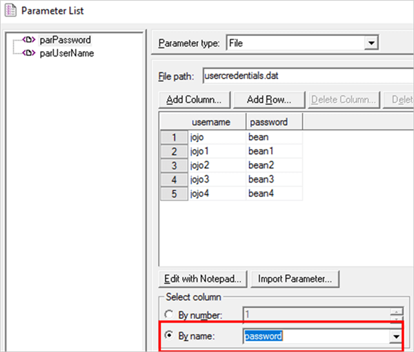 27.link the ‘parParameter ‘parameter to the second column of the text file