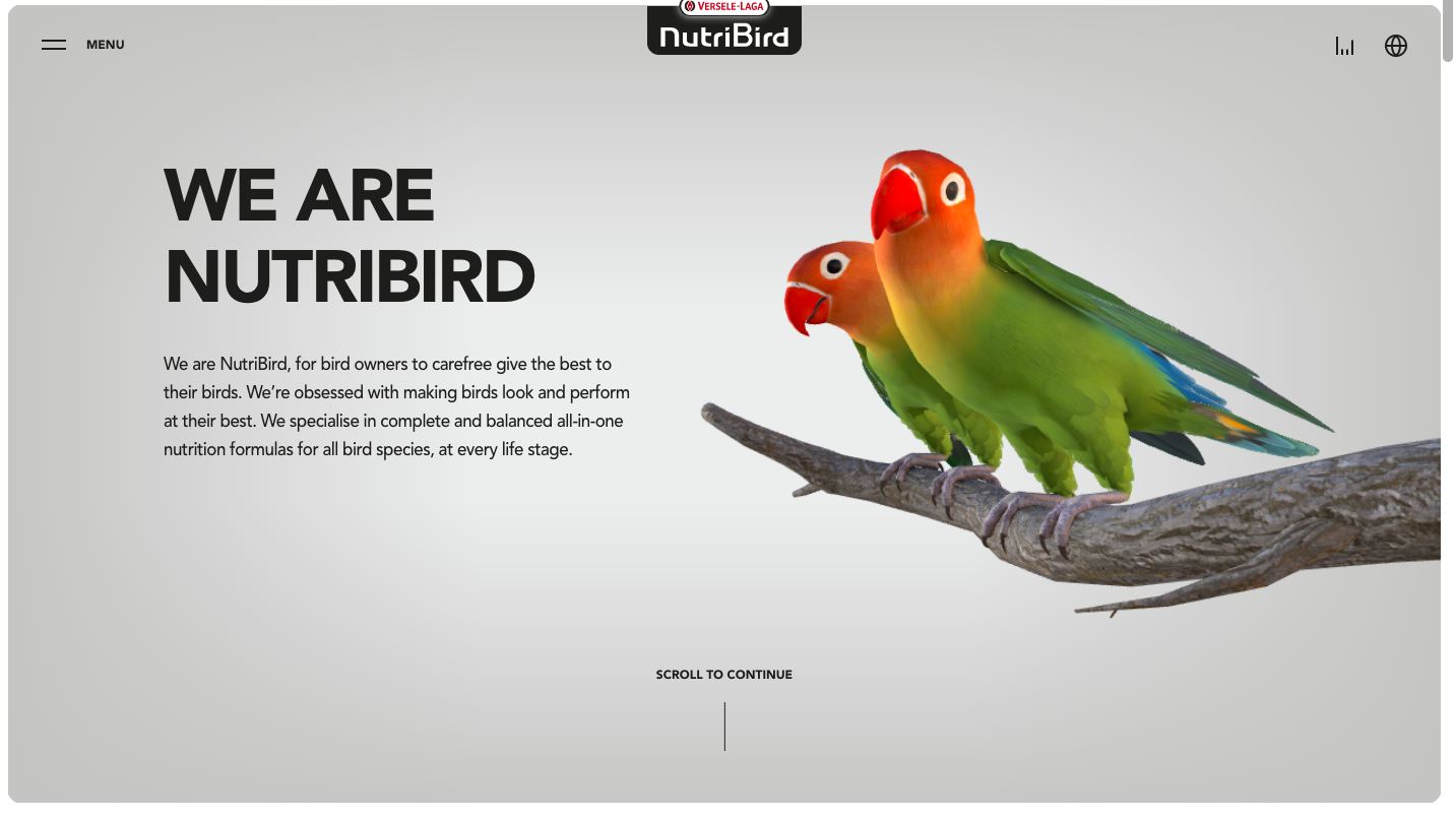 NutriBird dynamic website examples