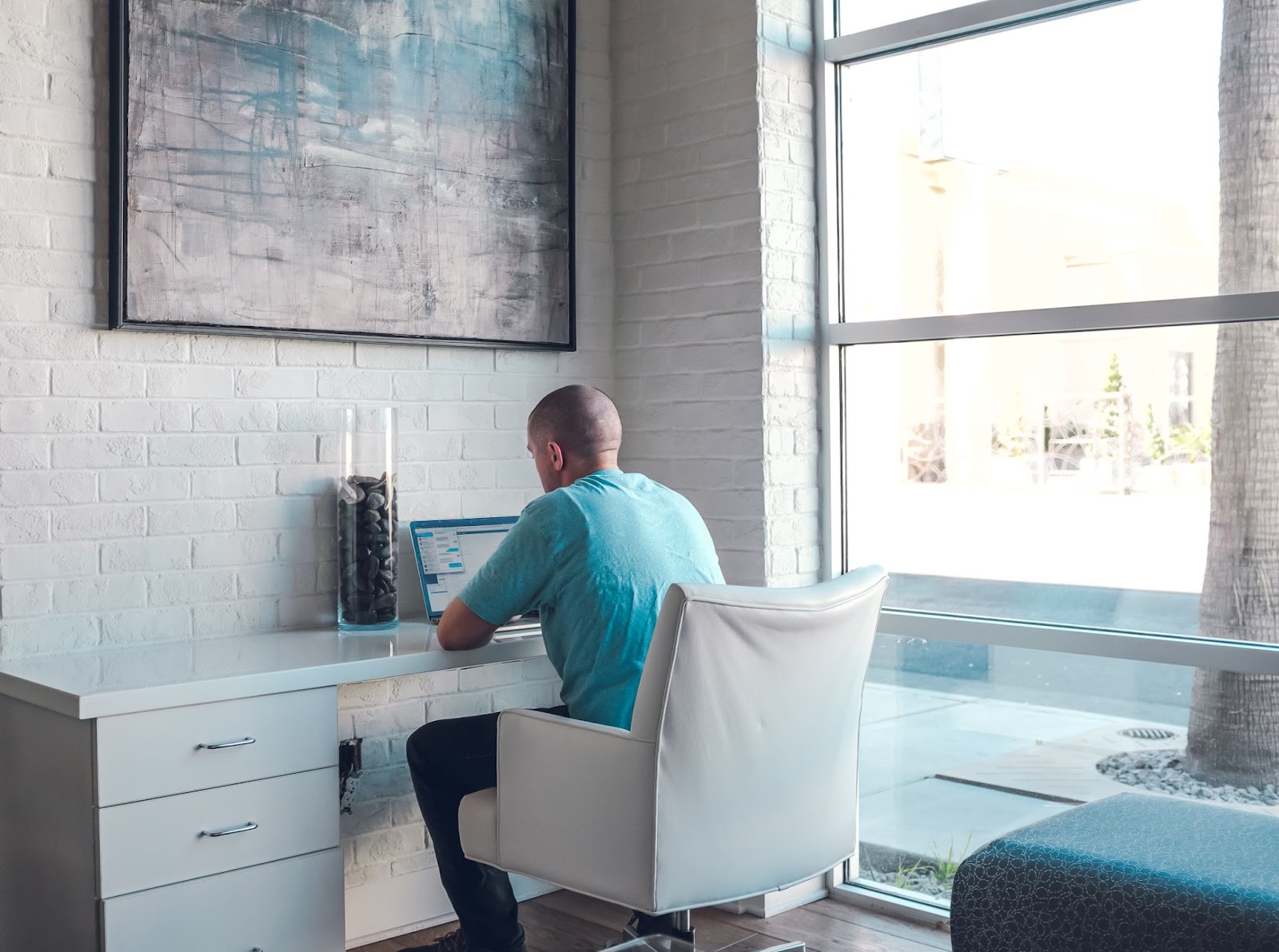 People working on office desk