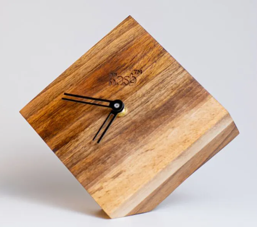 walnut wood side clock