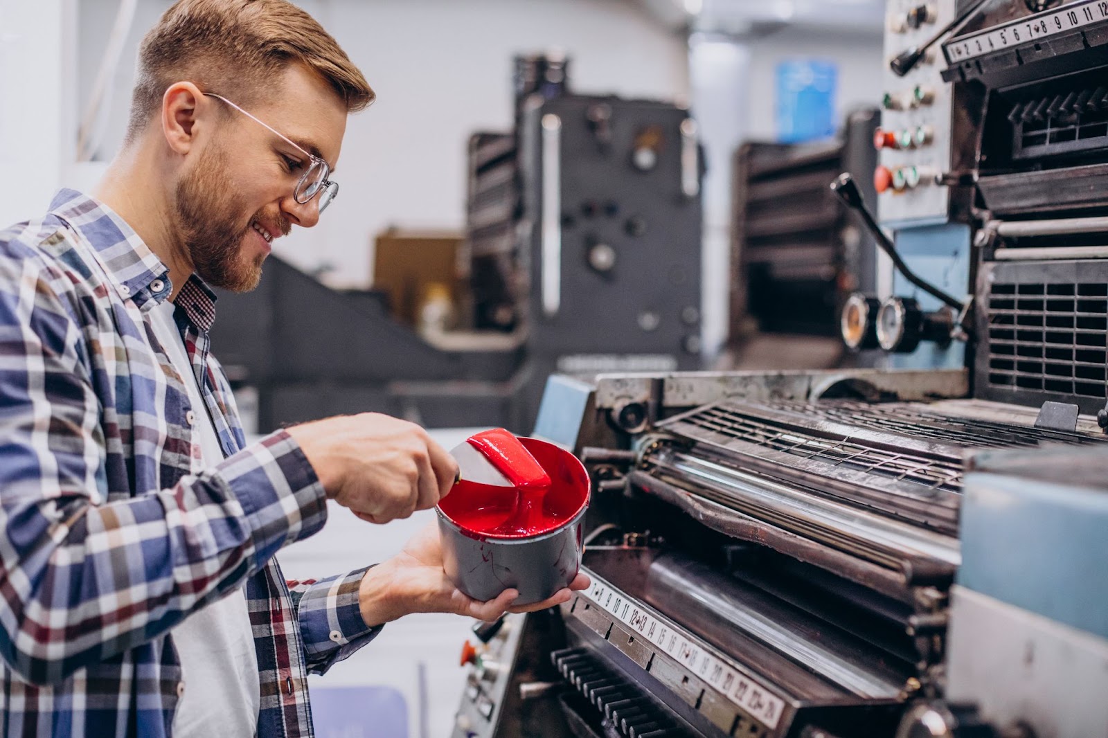 A man using the secure inks on printers