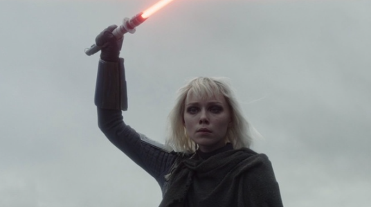 Hati waving her orange lightsaber