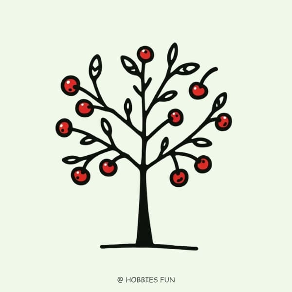 Easy Cute Cherry Tree Drawing