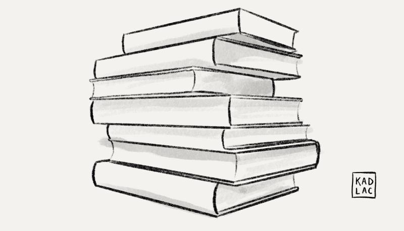 A stack of books sketch
