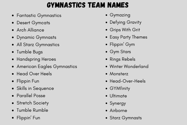 Gymnastic Team Names