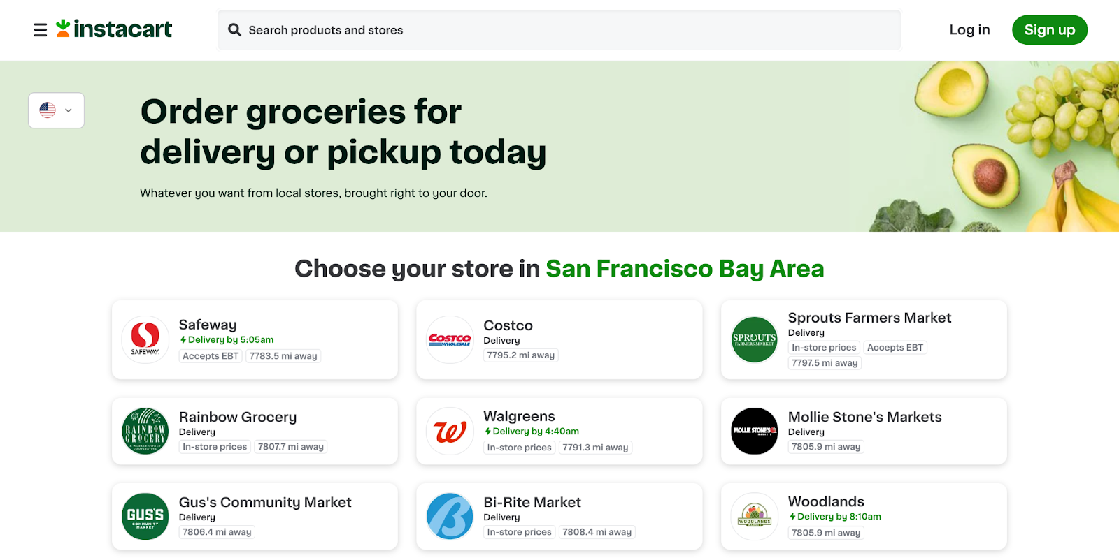 single product website example: Instacart