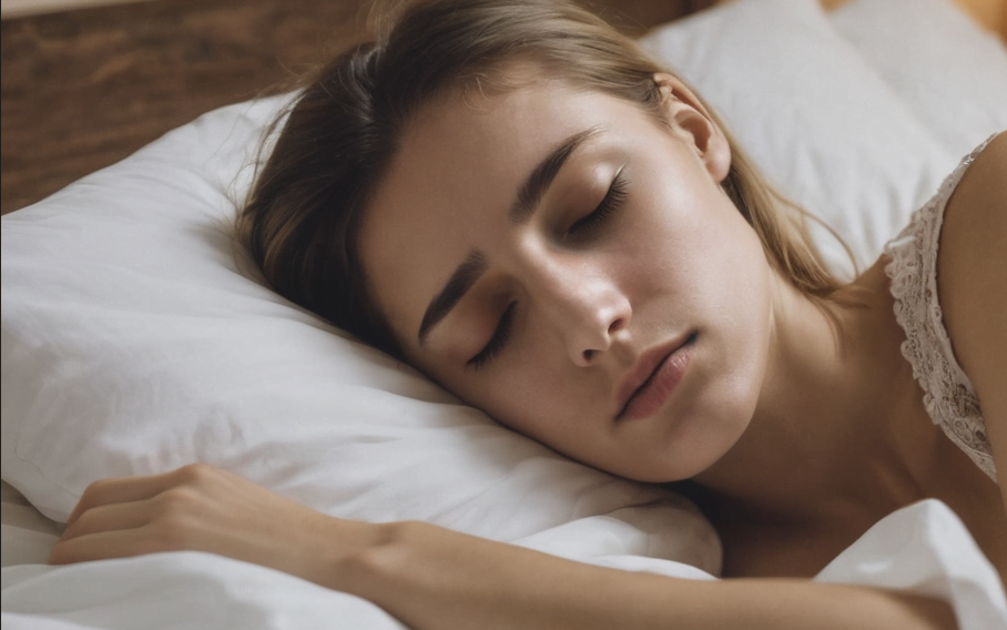 Girl sleeping in the bed