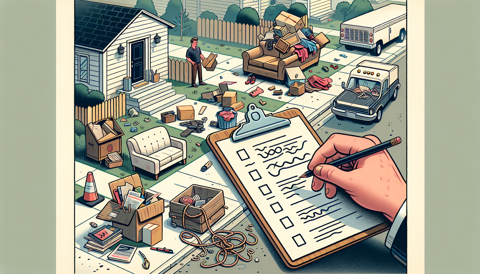 Illustration of preparing for junk pickup