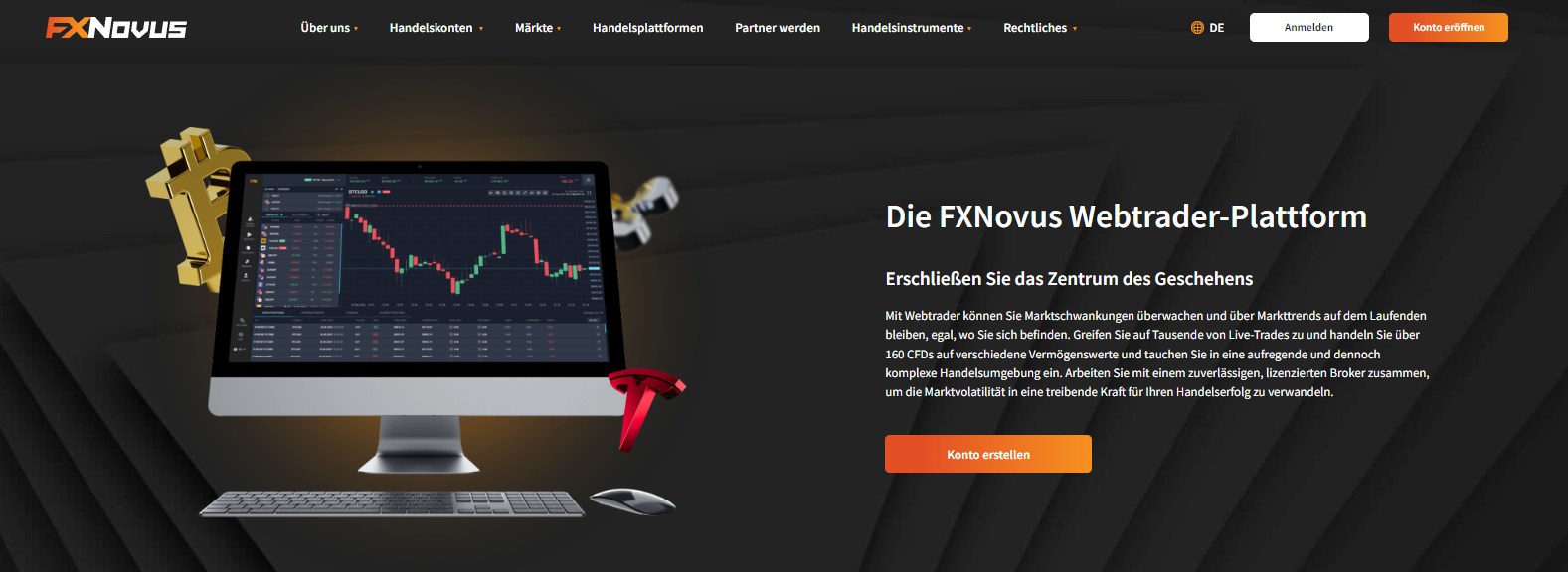 Die WebTrader-Plattform von FXNovus bietet Echtzeit-Marktdaten und anpassbare Charts
