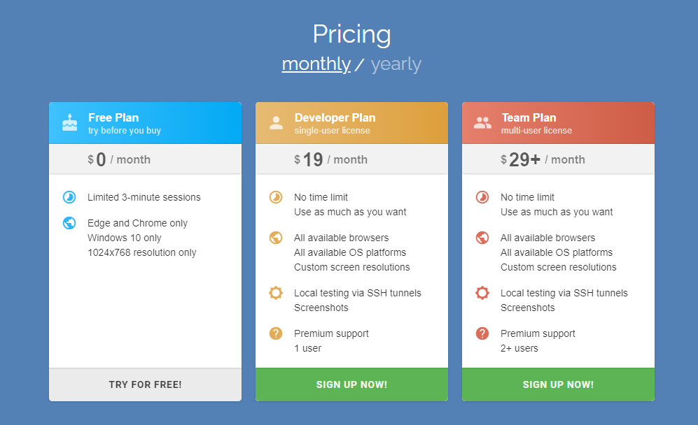 Browserling pricing