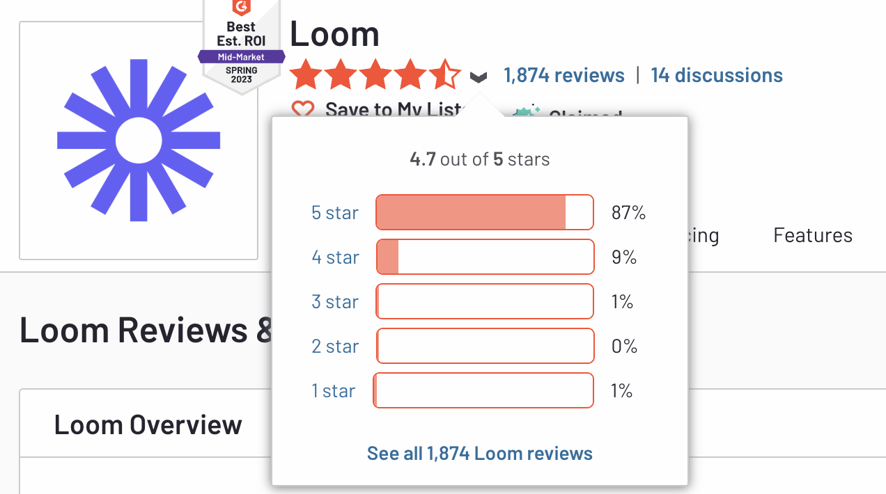 Loom G2 ratings