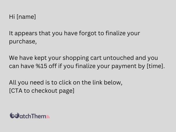 Showcase of abandoned cart email example