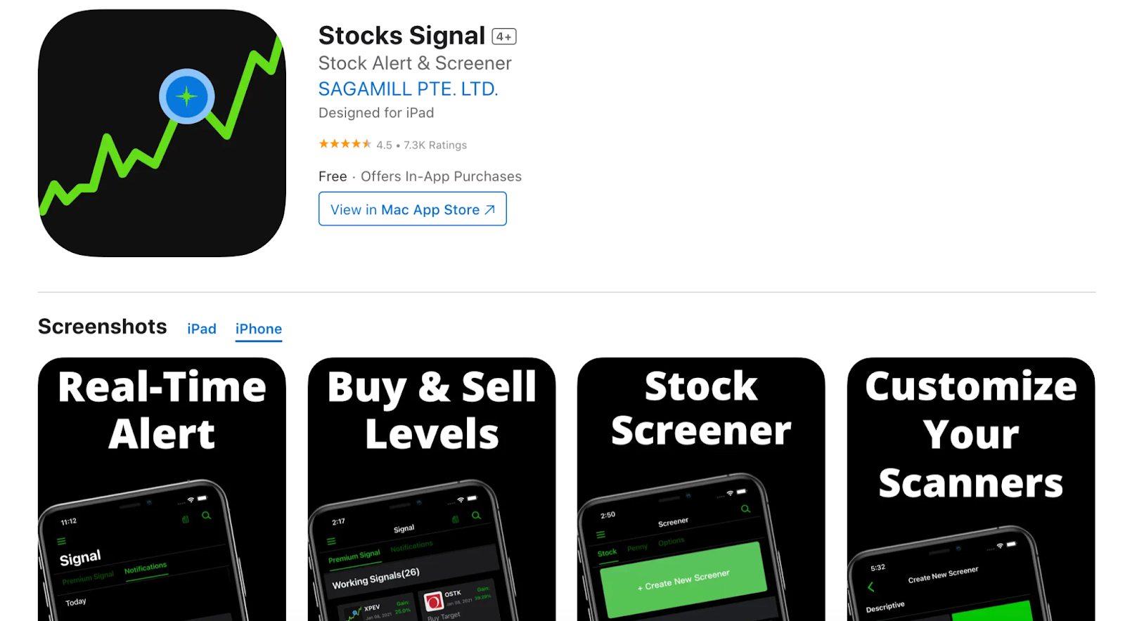 Stocks Signal app iOS
