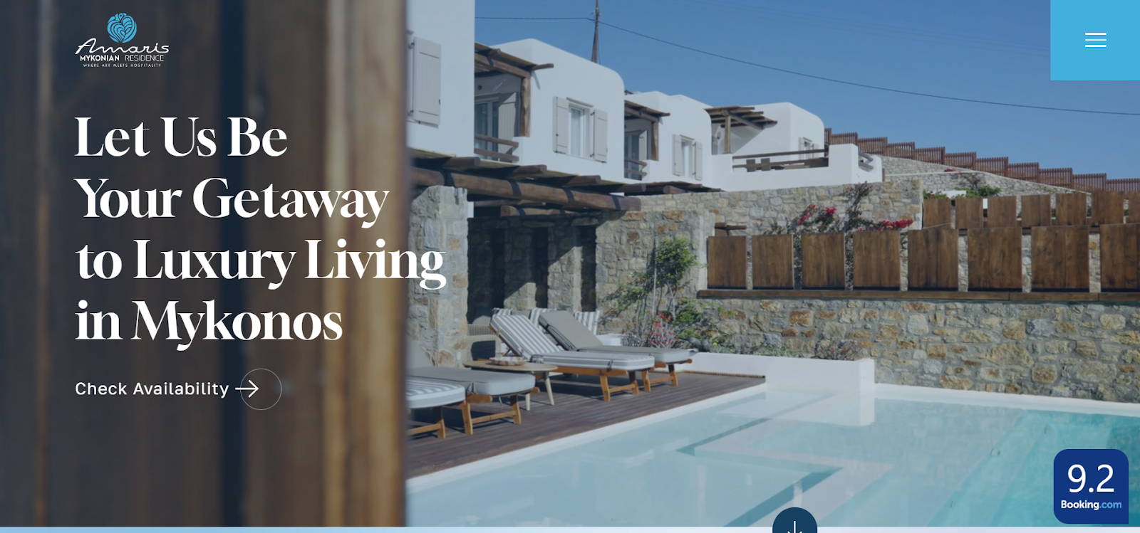 hotel website examples, Amaris Mykonos