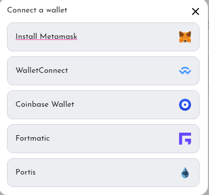 A list of connected wallets you can use to buy RENQ