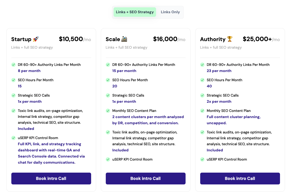 uSERP pricing plan