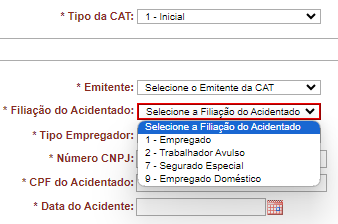 Filiação do acidentado para a CAT